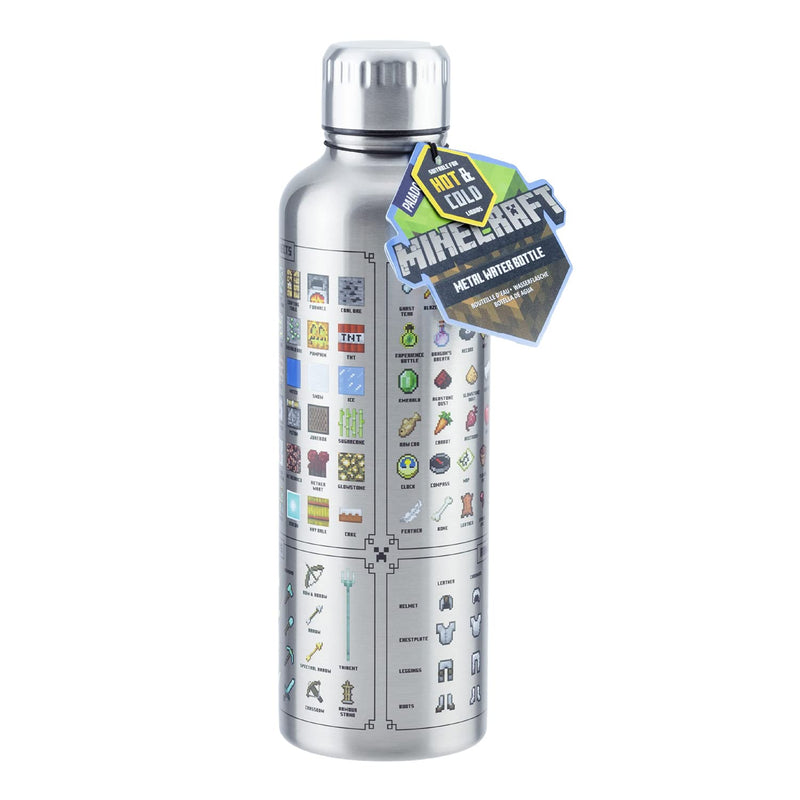 Paladone Minecraft metal water bottle, officially licensed gaming merchandise, 16 Ounce