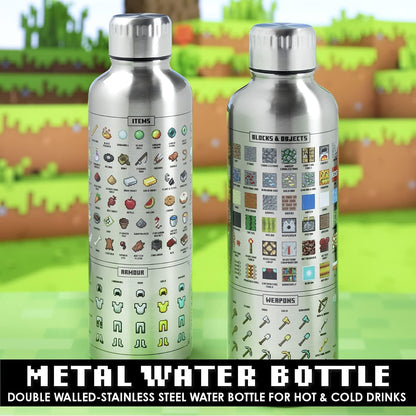 Paladone Minecraft metal water bottle, officially licensed gaming merchandise, 16 Ounce