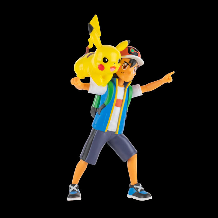 Pokemon (Jazwares 674 PKW2473-Abg)- Figuras 11 cm Ash & Pikachu Nueva 2022, Color, Licenciado Oficialmente Juguetes