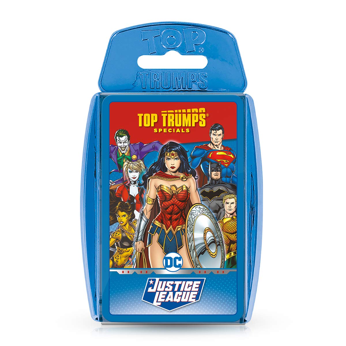 Top Trumps Juego de Cartas Especiales de la Liga de la Justicia, Juega con superhéroes y Villanos, Incluyendo Batman, Superman, Wonder Woman, Joker, Poison Ivy y Catwoman, Regalo y Juguete para niños