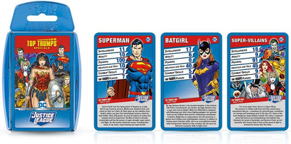 Top Trumps Juego de Cartas Especiales de la Liga de la Justicia, Juega con superhéroes y Villanos, Incluyendo Batman, Superman, Wonder Woman, Joker, Poison Ivy y Catwoman, Regalo y Juguete para niños