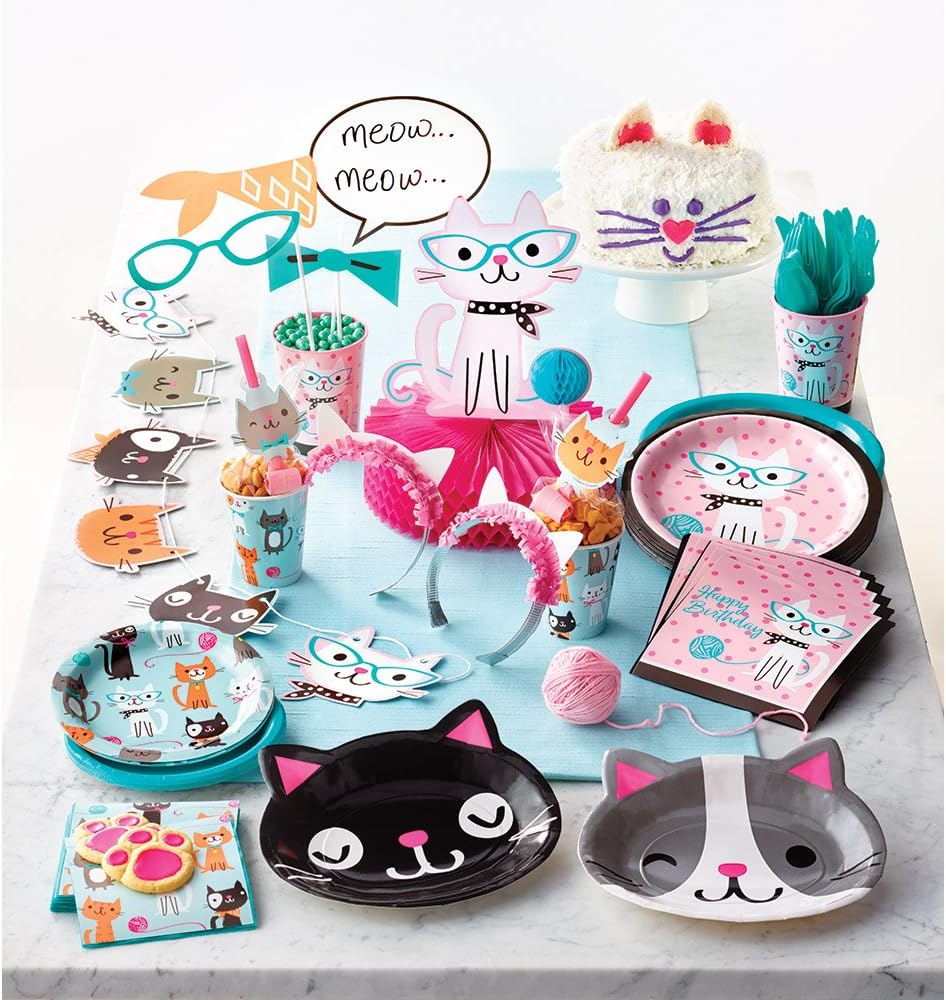 Creative Convertting PC329399 Purr-FECT Party Cute Cats Plastic Tablecover-1 Pc, Multi-Coloured