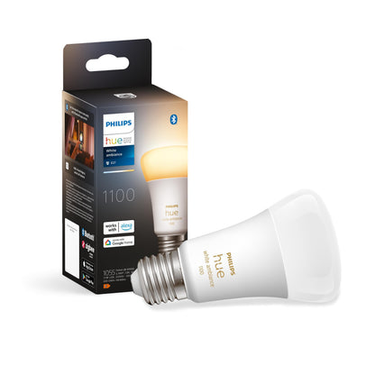 Philips Hue NEW White Ambiance Smart Light Bulb 75W - 1100 Lumen  With Bluetooth. Works with Alexa, Google Assistant and Apple Homekit White Ambiance 1 Count (Pack of 1) E27 Edison Screw Bulbs Only(E27 Edison Screw