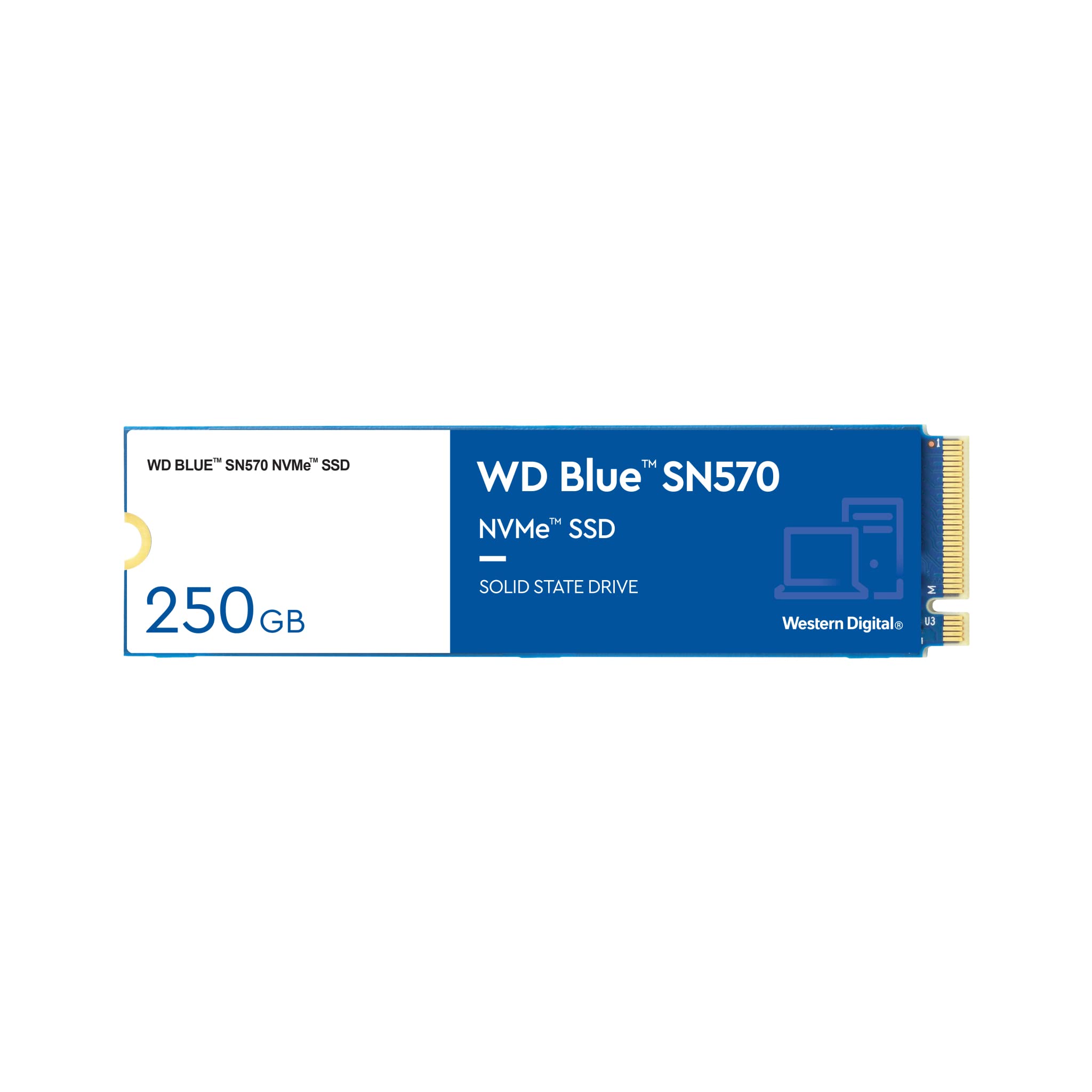 WD_BLUE SN570 250GB M.2 2280 PCIe Gen3 NVMe up to 3300 MB/s read speed Blue 250GB SN570 - Upto 3,500MB/s