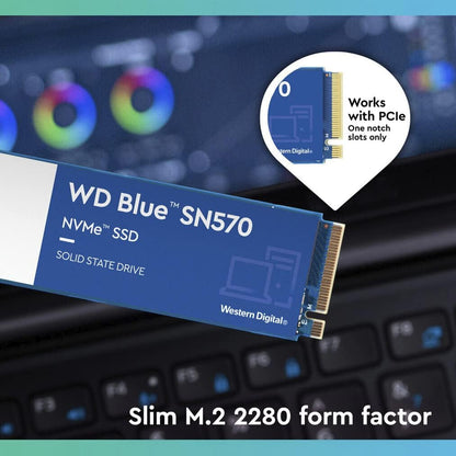 WD_BLUE SN570 250GB M.2 2280 PCIe Gen3 NVMe up to 3300 MB/s read speed Blue 250GB SN570 - Upto 3,500MB/s