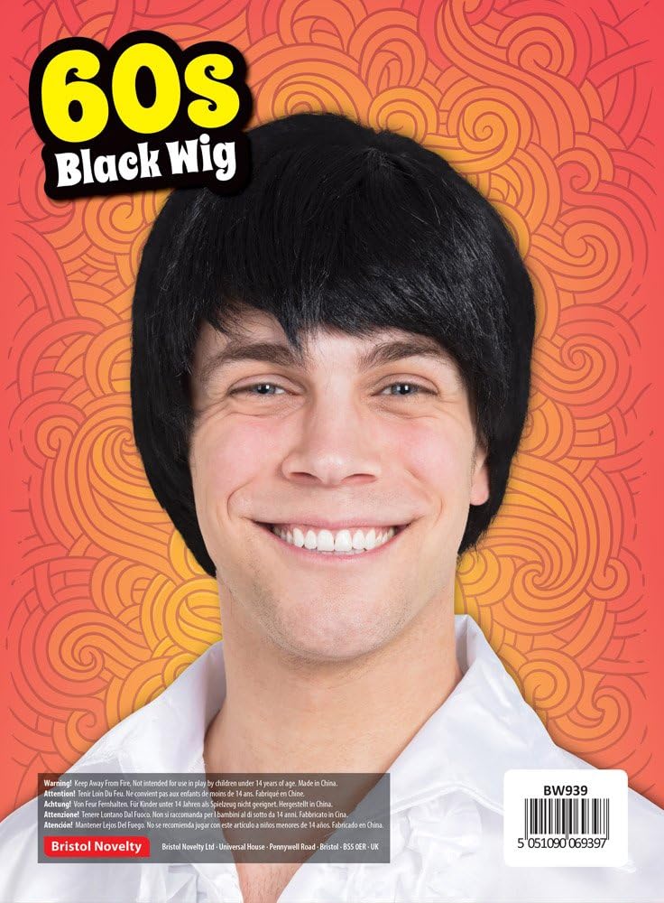Bristol Novelty BW939 60s Male Wig | For Men | Black 60's