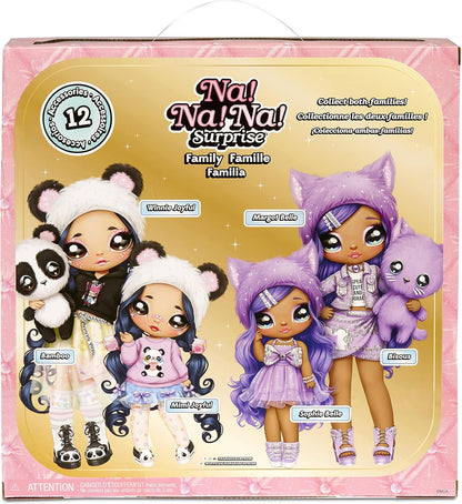 Na! Na! Na! Surprise Family Set de 3: 2 Suaves y 1 Mascota-Juguetes para niños-Familia, muñecas, 12 Accesorios, Ropa removible y 1 Gatito de Peluche, Multicolor (MGA Entertainment 575962C3OC