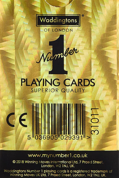 Waddingtons Number 1 Gold Playing Cards Game, Sleek Gold Foil Design Deck of Cards, Ideal for Snap, Poker and a Ideal Travel Companion, Gift and Toy for Ages 6 Plus