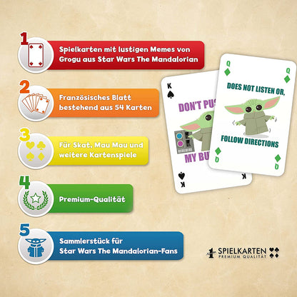 Waddingtons Number 1 Star Wars The Mandalorian - The Child Playing Card Game, Play with your favourite Baby Yoda meme, Perfect travel and family game for ages 4 and up, White