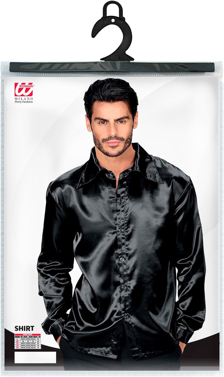 WIDMANN 11007276 Disco Shirt 70s, Bianco, 54 (EU)