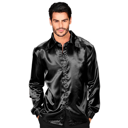 WIDMANN 11007276 Disco Shirt 70s, Bianco, 54 (EU)
