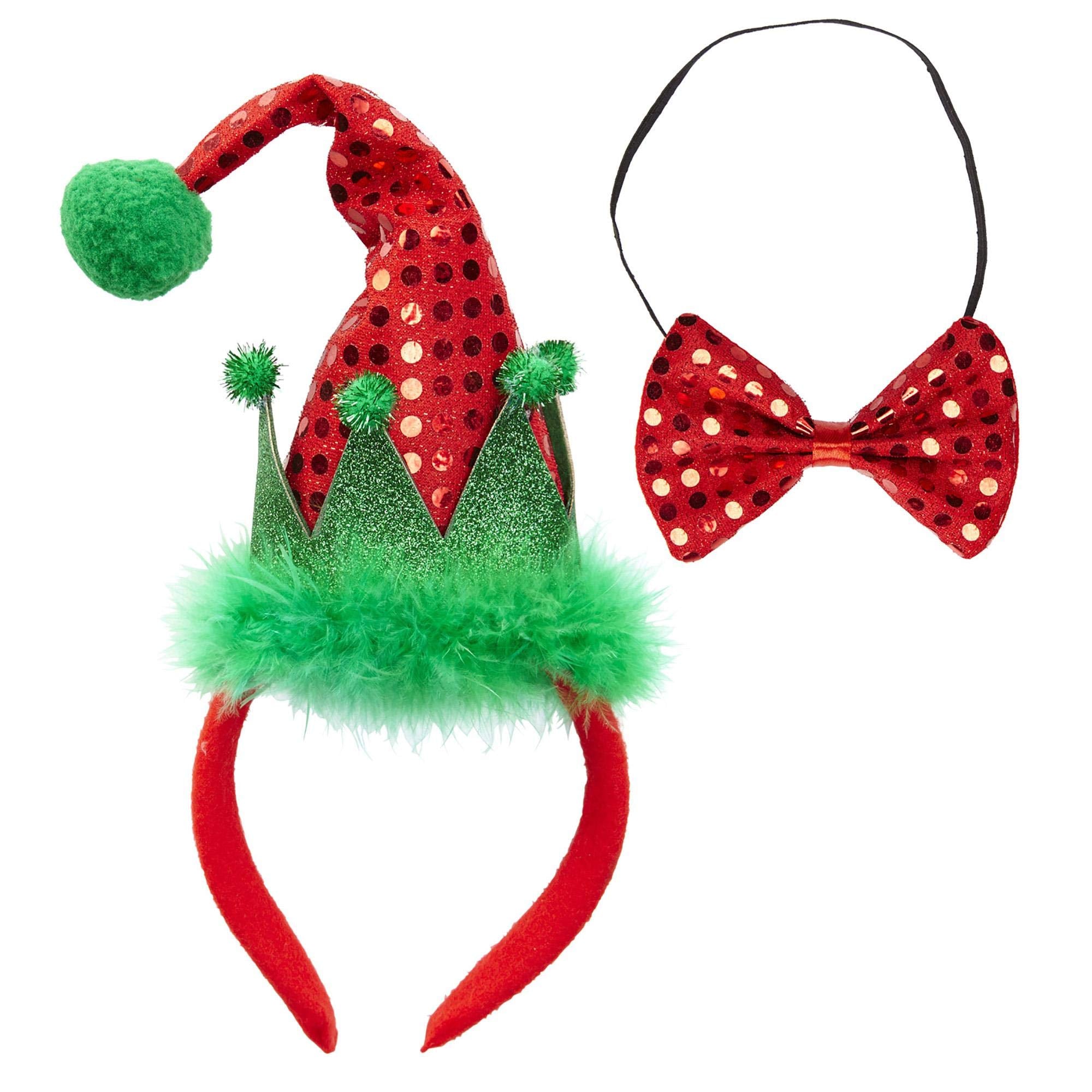 WIDMANN 04162 - Mini Santa Claus Hat With 2 Bells And Bow Tie In Sequins, Adult Unisex, Party, Theme Parties Santa's Little Helper