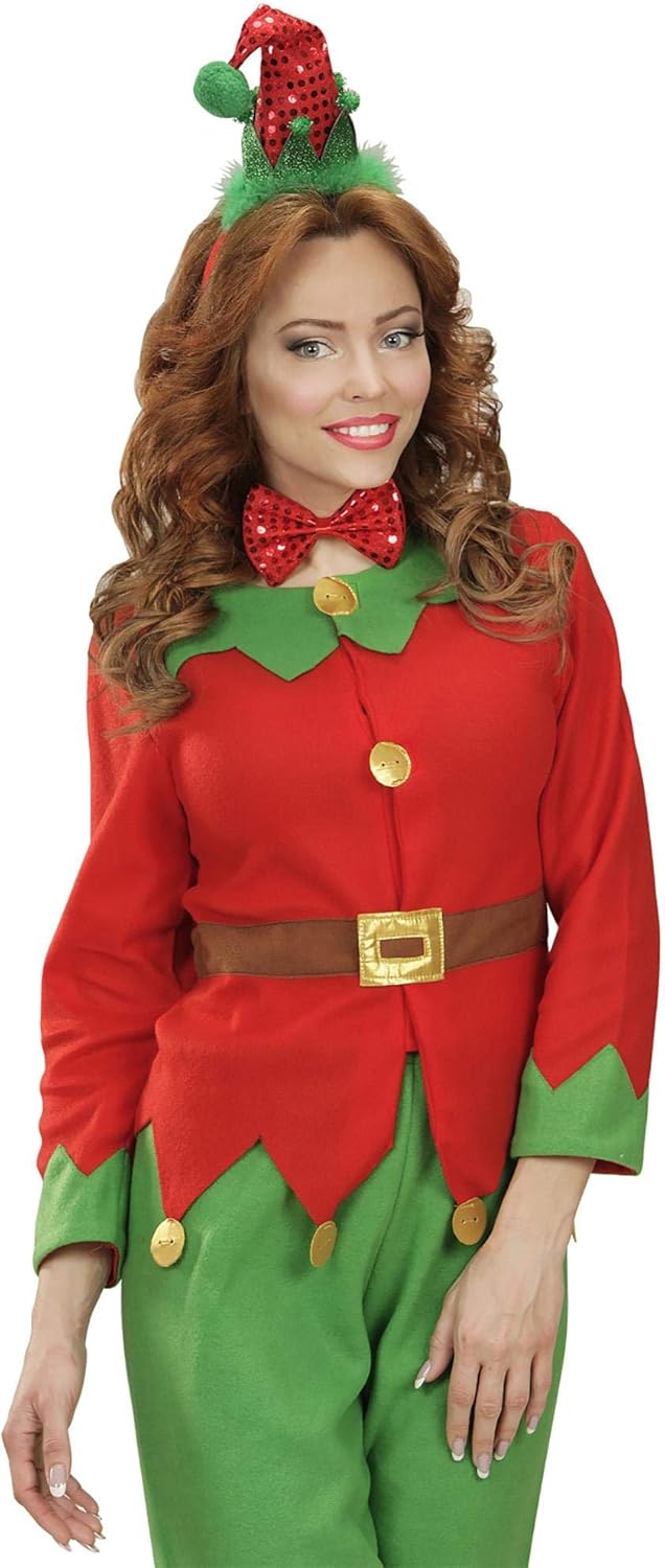 WIDMANN 04162 - Mini Santa Claus Hat With 2 Bells And Bow Tie In Sequins, Adult Unisex, Party, Theme Parties Santa's Little Helper