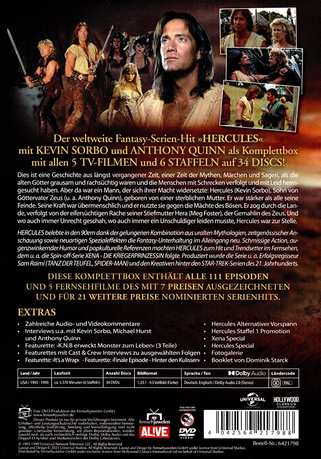 Hercules - The Legendary Journeys: Die komplette Serie. Alle 6 Staffeln + 5 Filme (34 Discs)