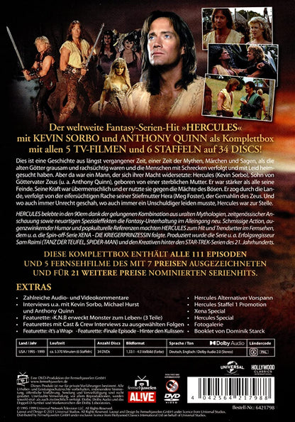 Hercules - The Legendary Journeys: Die komplette Serie. Alle 6 Staffeln + 5 Filme (34 Discs)