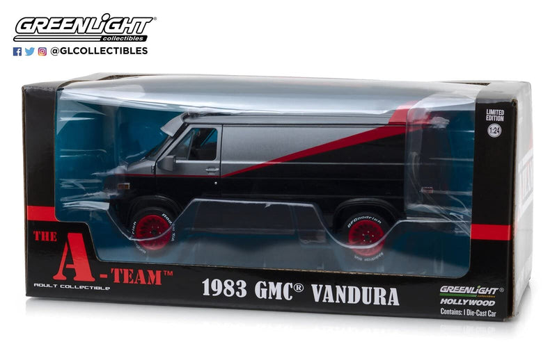 Greenlight Hollywood Series, 84072, Diecast Car, 1983 GMC Vandura A-Team Van, scale 1/24,Black