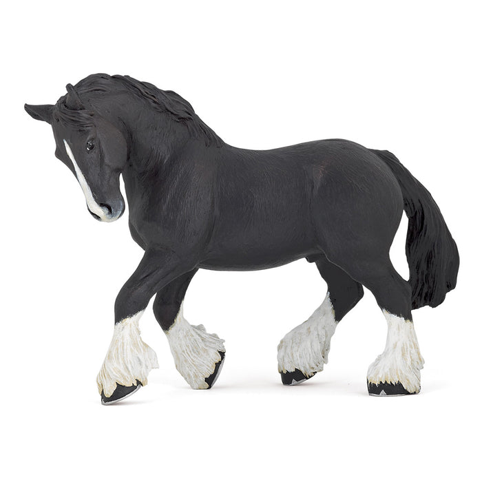 Papo 51517 Black Pferd Horses, Foals and Ponies Shire Hengst Schwarz, Spiel, Mehrfarbig