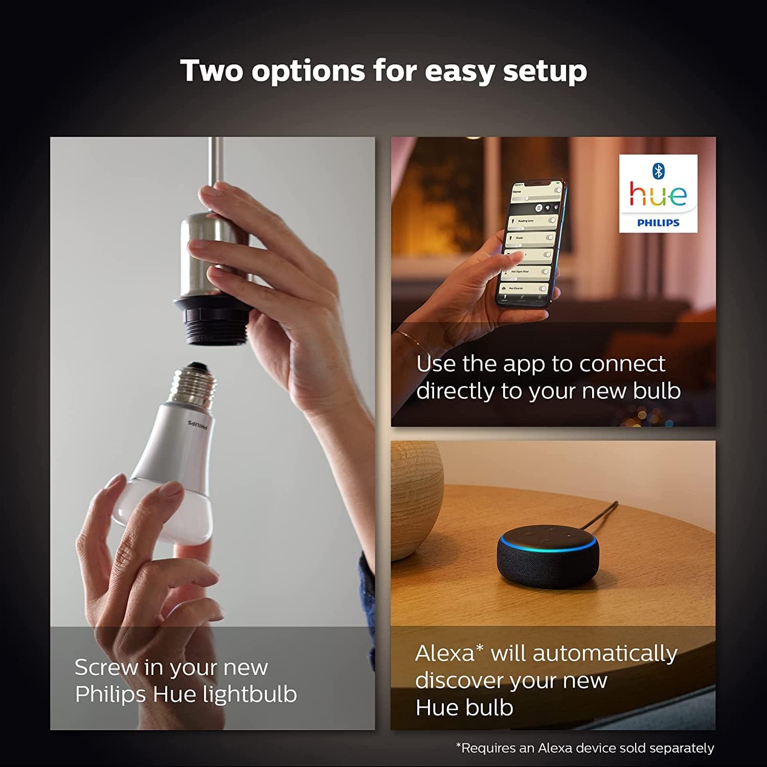 Philips Hue Kaarslamp 2-Pack - E14 - Duurzame LED Verlichting - Smart Lamp - Warm-Wit Licht - Dimbaar - Verbind met Bluetooth of Hue Bridge - Werkt met Alexa en Google Home