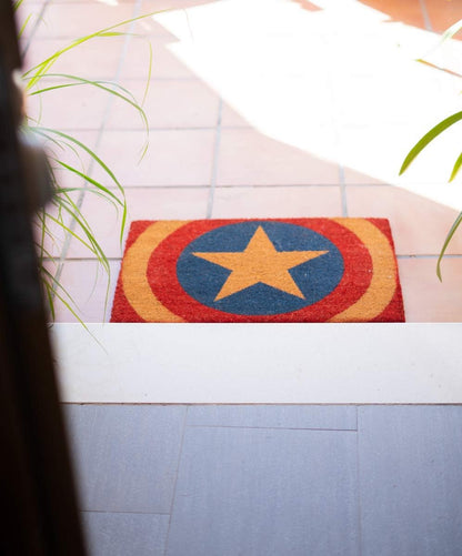 Grupo Erik Marvel Captain America Shield Door Mat | 15.7 x 23.6 inches - 40 x 60 cm | Coconut Coir | Eco Friendly 100% | Indoor Door Mat & Outdoor Door Mat | Marvel Gifts