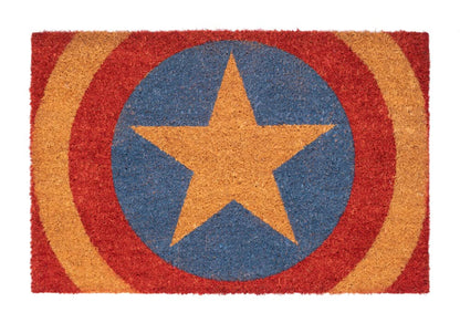 Grupo Erik Marvel Captain America Shield Door Mat | 15.7 x 23.6 inches - 40 x 60 cm | Coconut Coir | Eco Friendly 100% | Indoor Door Mat & Outdoor Door Mat | Marvel Gifts