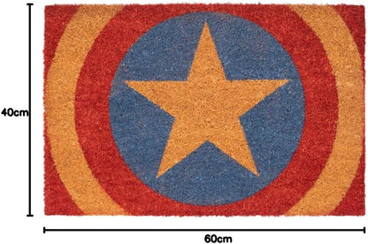 Grupo Erik Marvel Captain America Shield Door Mat | 15.7 x 23.6 inches - 40 x 60 cm | Coconut Coir | Eco Friendly 100% | Indoor Door Mat & Outdoor Door Mat | Marvel Gifts