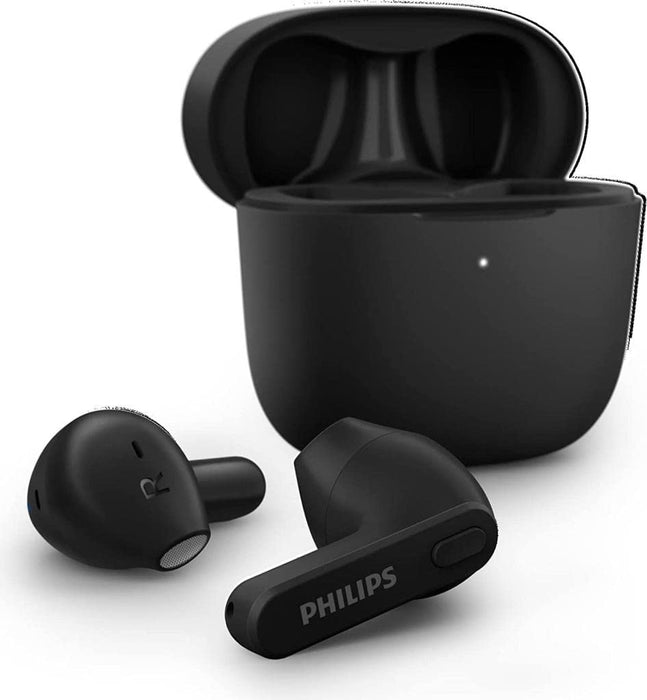 Philips Wireless Earbuds, Adults In Ear without Ear Tips, Super Slim Charging Case, Splash Sweat Resistant, Bluetooth,18 Hours Play Time, Built In Mic, Slim Design, Comfortable Fit, Black TAT2236BK/00