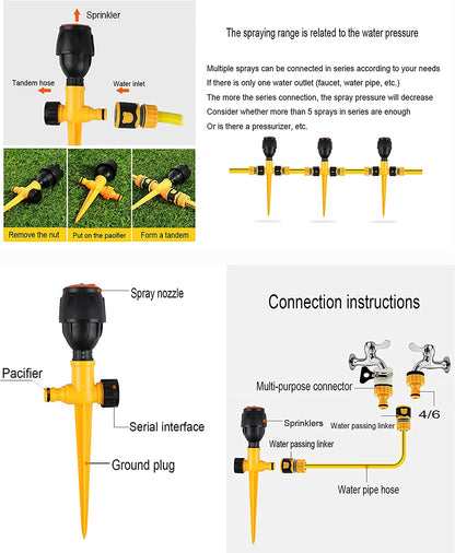 WSCC Sprinkler, 360-degree Automatic Rotating Sprinkler, Green Sprinkler Irrigation Garden Vegetable Field Spray (spray Diameter 16-20m)(Size:20m