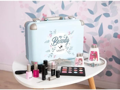Smoby Kids Beauty Vanity Role Play Case and Roleplay Salon with Stool and Mirror, Vanity Station with Lights and Sounds