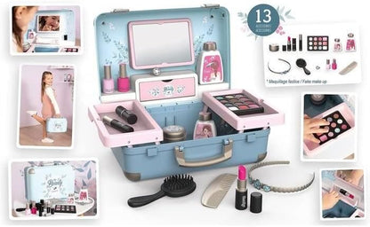 Smoby Kids Beauty Vanity Role Play Case and Roleplay Salon with Stool and Mirror, Vanity Station with Lights and Sounds