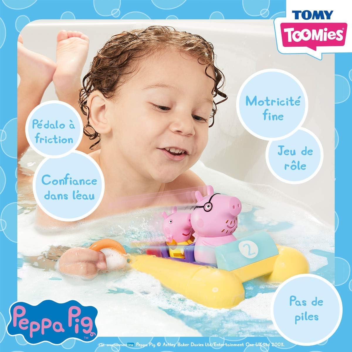 TOMY Toomies Peppa Pig Pull and Go Pedalo, Baby Bath Toys, Kids Bath Toys for Water Play, Fun Bath Accessories for Babies & Toddlers, Suitable for 18 Months, 2, 3 & 4 Year Olds