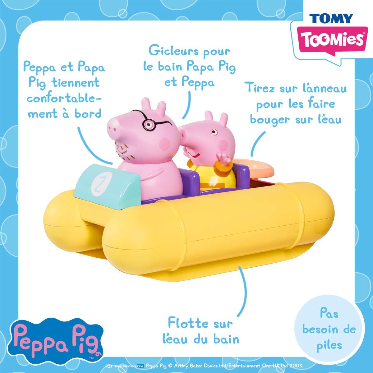 TOMY Toomies Peppa Pig Pull and Go Pedalo, Baby Bath Toys, Kids Bath Toys for Water Play, Fun Bath Accessories for Babies & Toddlers, Suitable for 18 Months, 2, 3 & 4 Year Olds