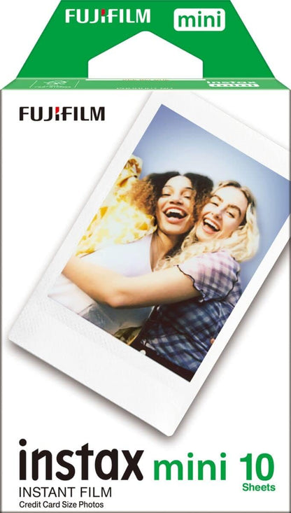 instax mini instant film, white border, 10 shot pack, suitable for all instax mini cameras and printers