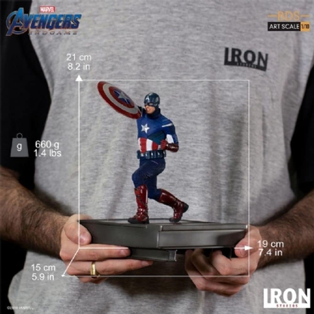 Iron Studios 24719-10 Marvel Avengers 1:10 Captain America 2012 BDS Art Scale Endgame, Multicolor