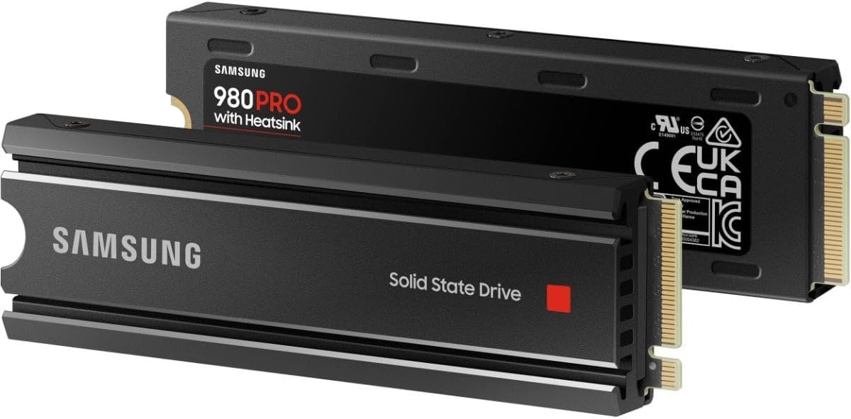 Samsung 980 PRO SSD with Heatsink 2TB PCIe Gen 4 NVMe M.2 Internal Solid State Hard Drive, Heat Control, Max Speed, PS5 Compatible,MZ-V8P2T0CW