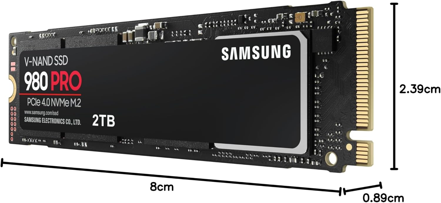 Samsung 980 PRO SSD with Heatsink 2TB PCIe Gen 4 NVMe M.2 Internal Solid State Hard Drive, Heat Control, Max Speed, PS5 Compatible,MZ-V8P2T0CW