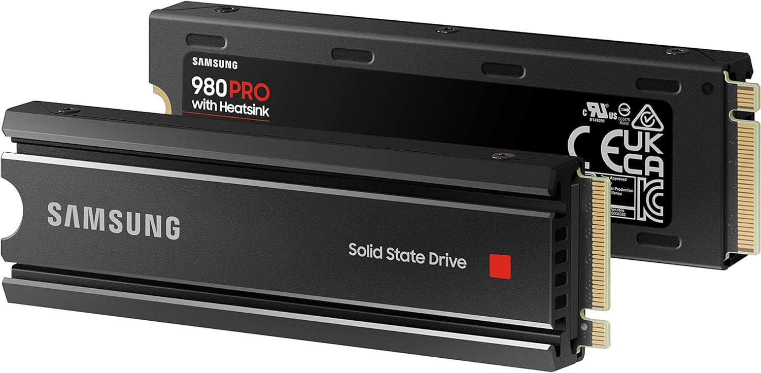 Samsung 980 PRO SSD with Heatsink 1TB PCIe Gen 4 NVMe M.2 Internal Solid State Hard Drive, Heat Control, Max Speed, PS5 Compatible, MZ-V8P1T0CW