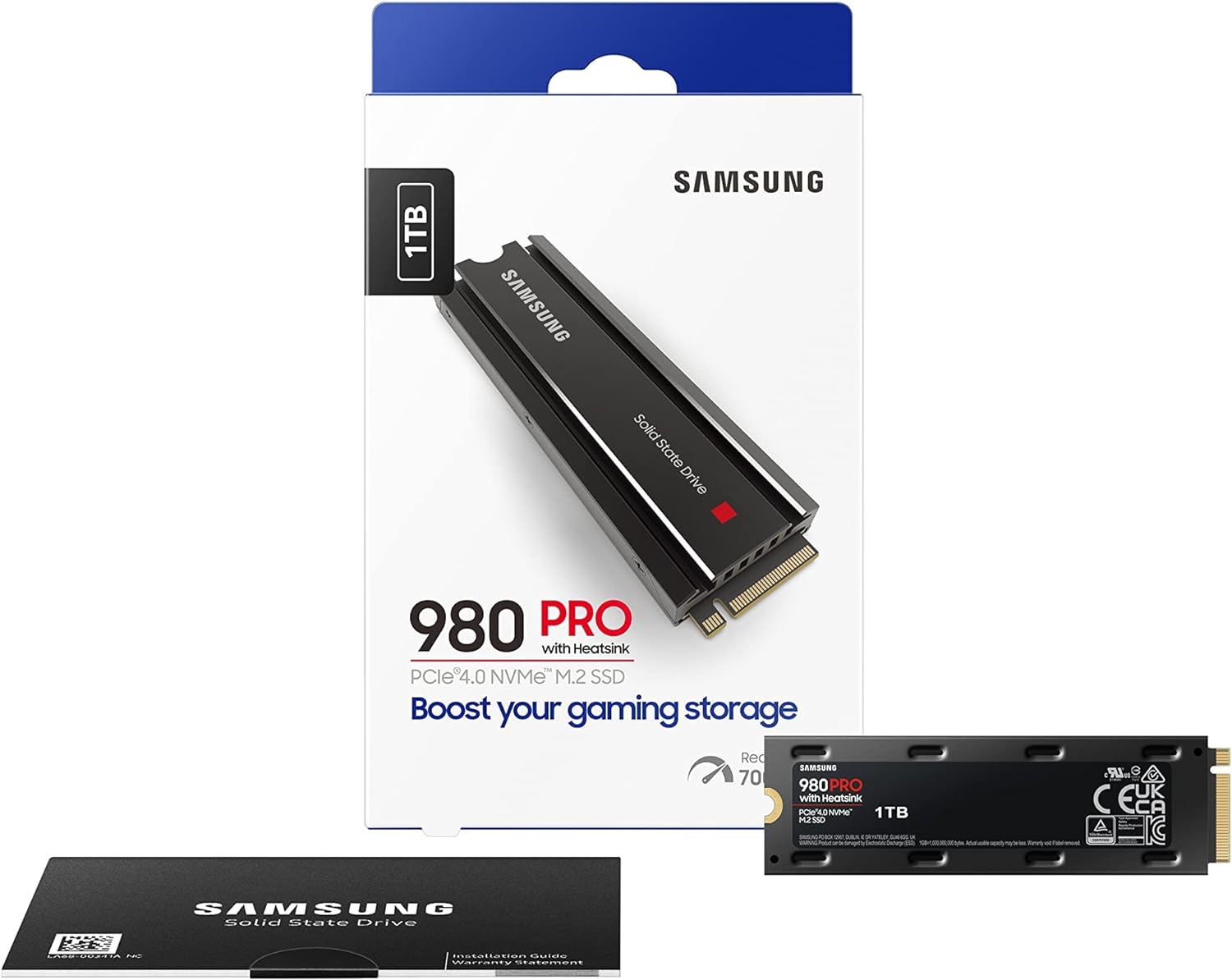 Samsung 980 PRO SSD with Heatsink 1TB PCIe Gen 4 NVMe M.2 Internal Solid State Hard Drive, Heat Control, Max Speed, PS5 Compatible, MZ-V8P1T0CW