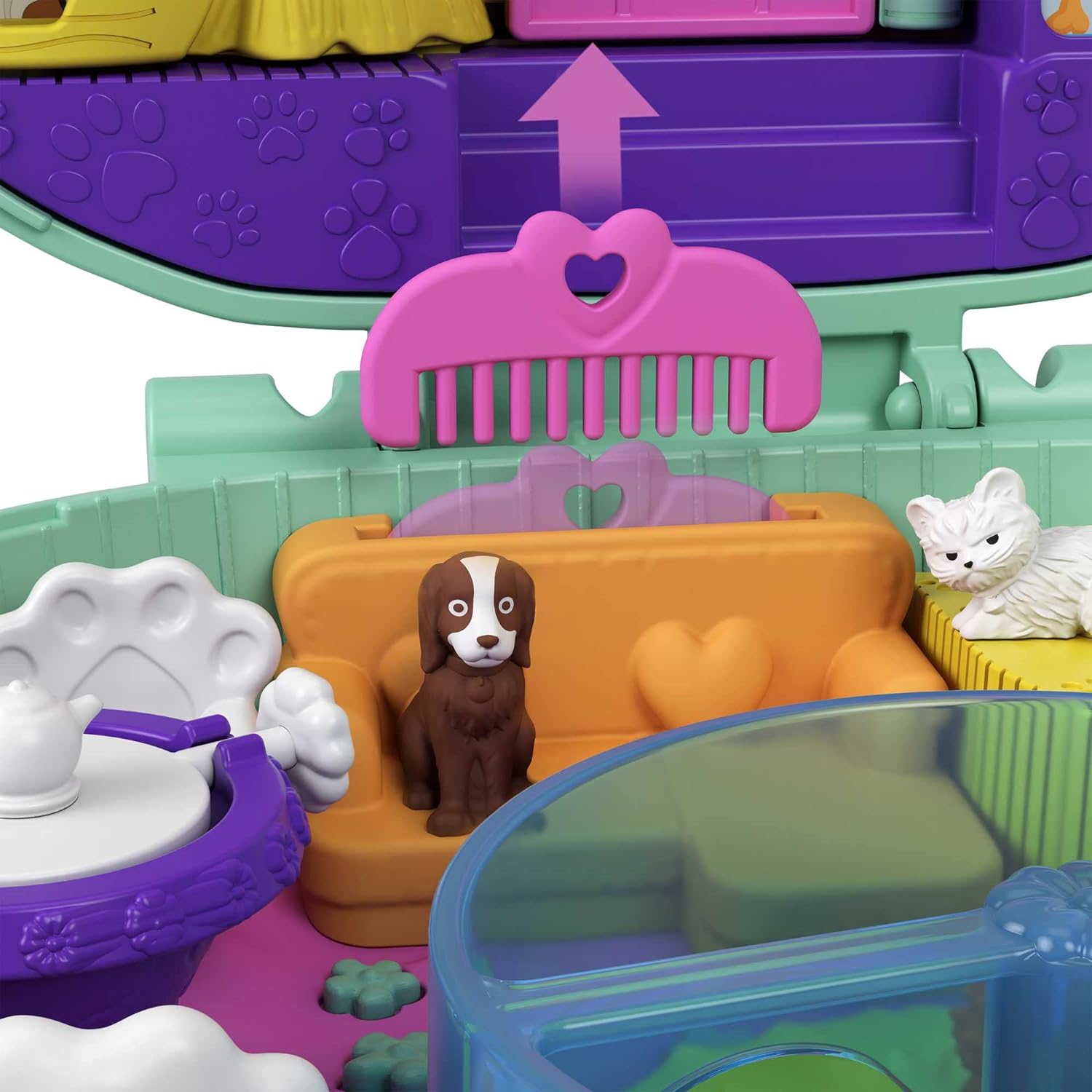 Polly Pocket Teddy Bear Purse Compact, 2 Micro Dolls & GTN15 Hedgehog Cafe Compact, Micro Polly Doll & Friend Doll, 2 Animal Figures, Great Gift for Ages 4 Years Old & Up