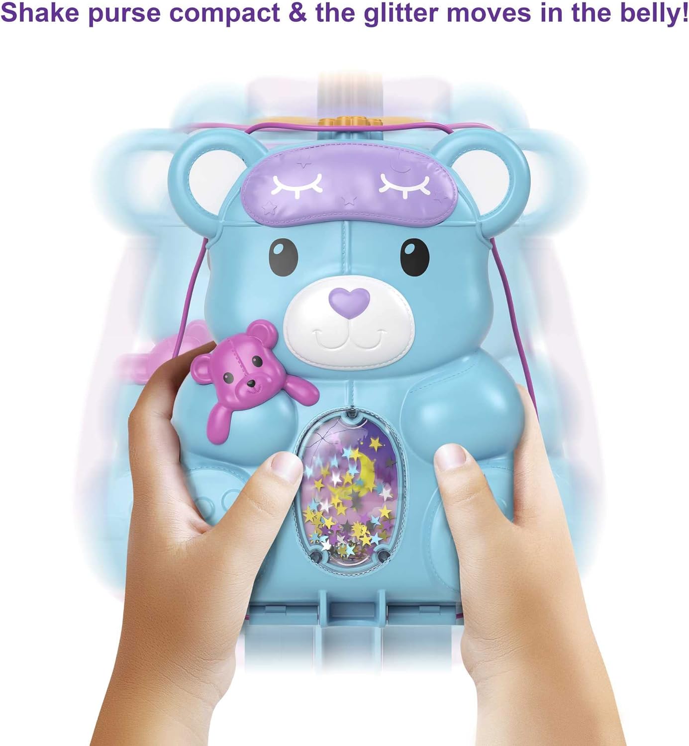 Polly Pocket Teddy Bear Purse Compact, 2 Micro Dolls & GTN15 Hedgehog Cafe Compact, Micro Polly Doll & Friend Doll, 2 Animal Figures, Great Gift for Ages 4 Years Old & Up