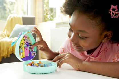 Polly Pocket Teddy Bear Purse Compact, 2 Micro Dolls & GTN15 Hedgehog Cafe Compact, Micro Polly Doll & Friend Doll, 2 Animal Figures, Great Gift for Ages 4 Years Old & Up