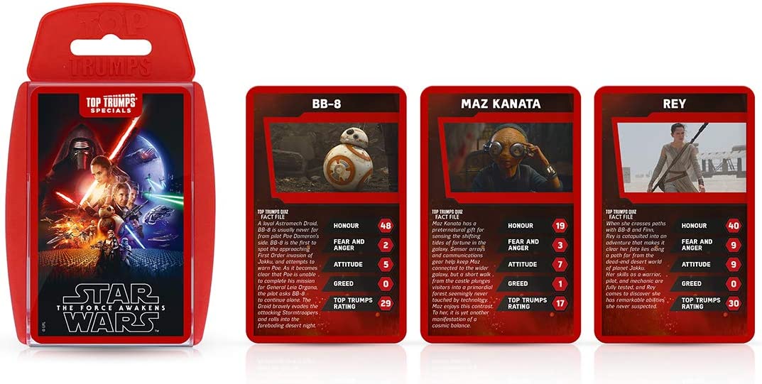 Top Trumps Star Wars Episodio VII El Despertar de la Fuerza Especiales Juego de Cartas, Juega con Chewbacca, Finn, Kylo REN, The Resistance y Rey, Regalos educativos y Juguetes para niños y niñas a