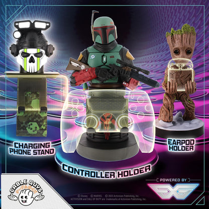 Cable Guys - Star Wars Boba Fett The Mandalorian Gaming Accessories Holder & Phone Holder for Most Controller (Xbox, Play Station, Nintendo Switch) & Phone
