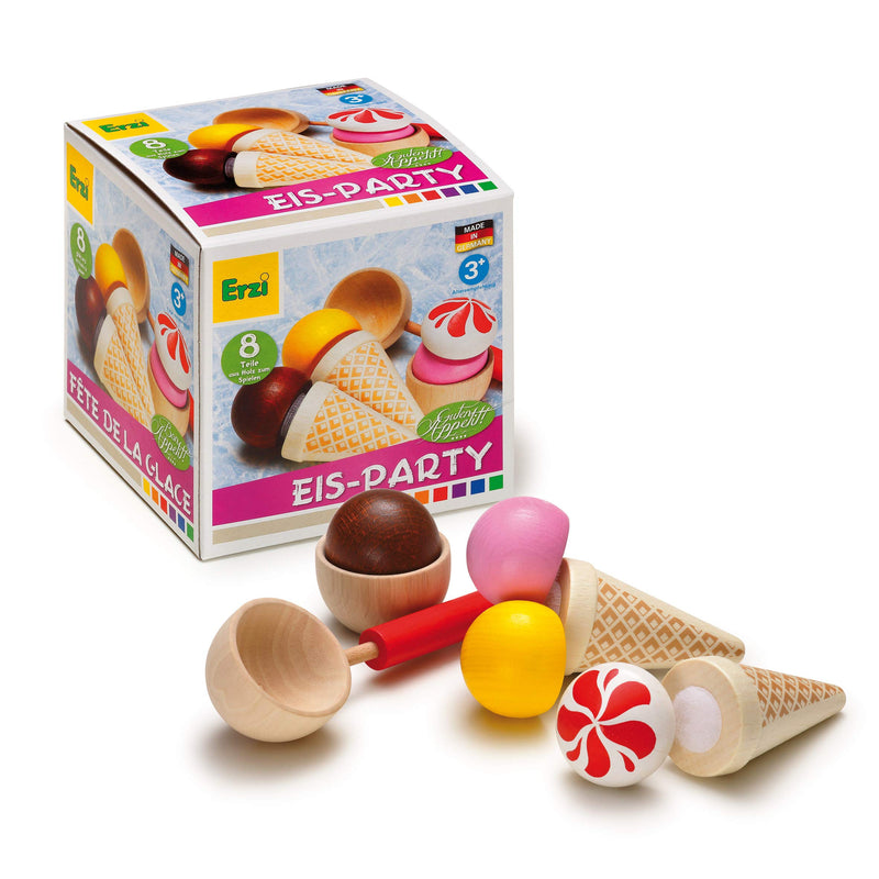 Erzi 28157 Festa del Gelato, Assortimento (8 Pezzi in Legno di Betulla Laccato