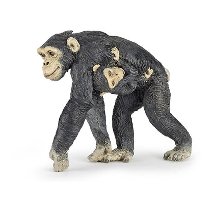 PAPO Wild Animal Kingdom Chimpanzee and Baby Toy Figure, Black (50194)