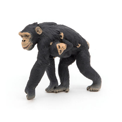 PAPO Wild Animal Kingdom Chimpanzee and Baby Toy Figure, Black (50194)
