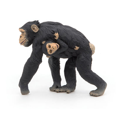 PAPO Wild Animal Kingdom Chimpanzee and Baby Toy Figure, Black (50194)