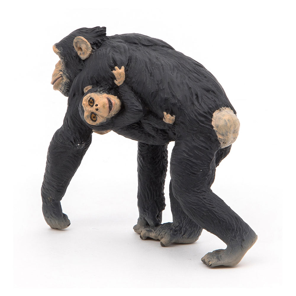 PAPO Wild Animal Kingdom Chimpanzee and Baby Toy Figure, Black (50194)