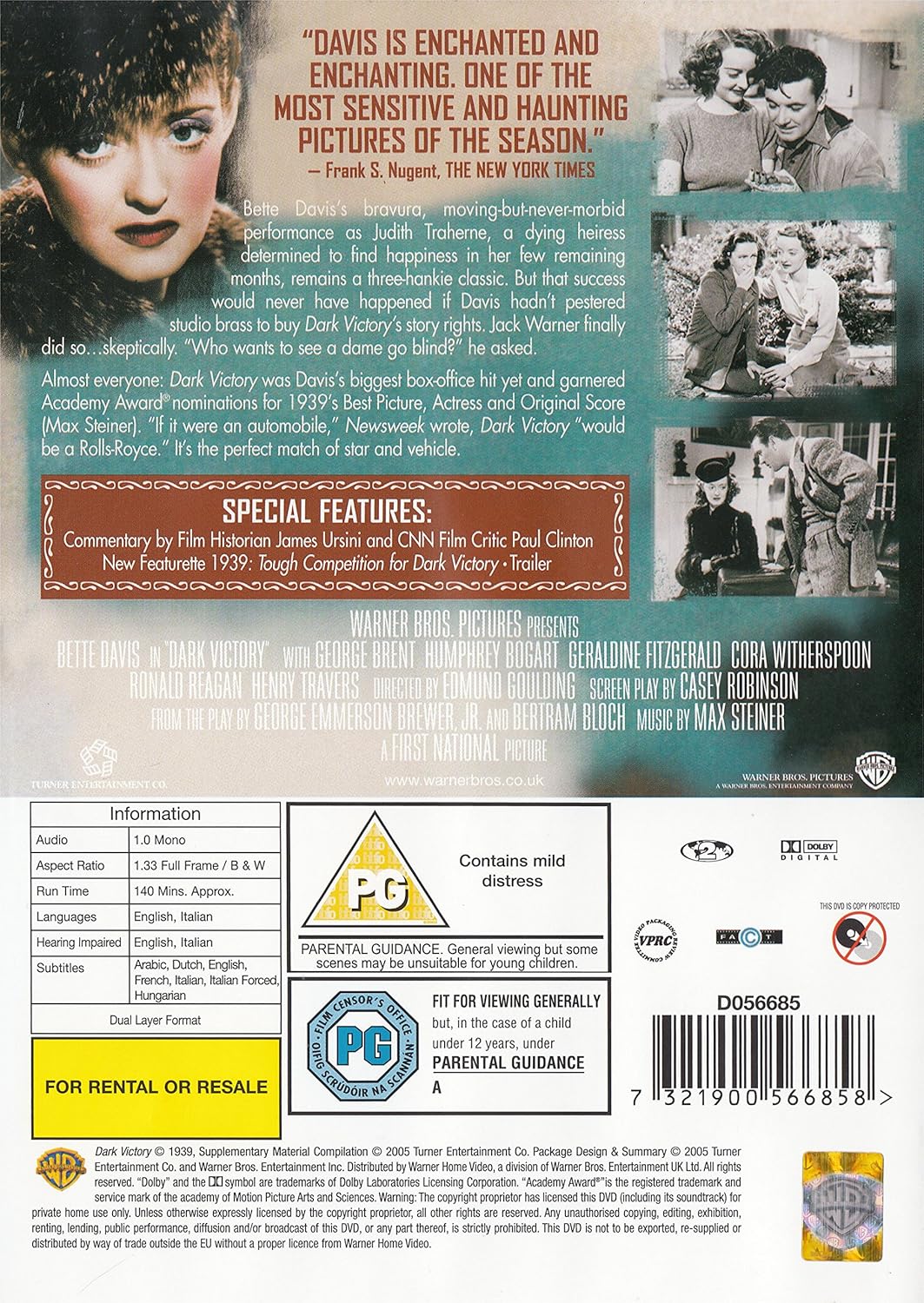 tramonto / dark victory dvd Italian Import