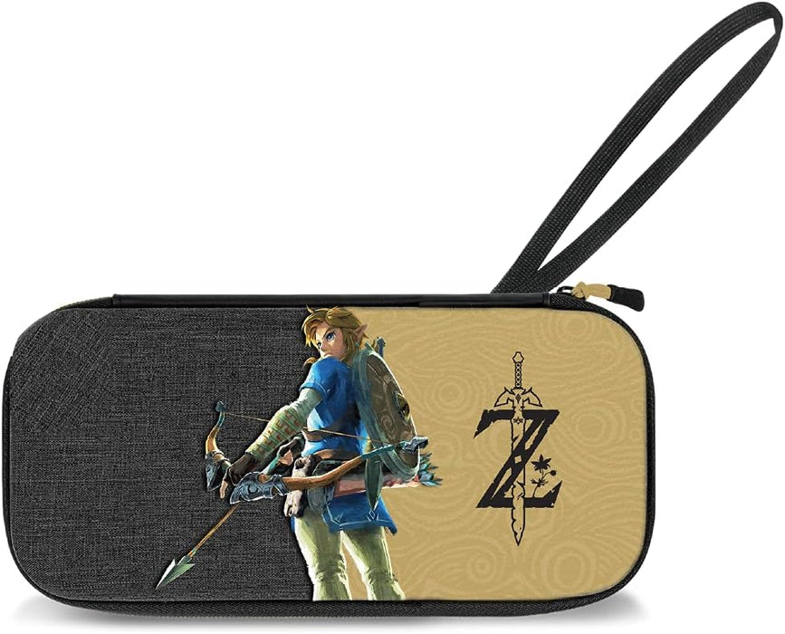 PDP Gaming Officially Licensed Switch Slim Deluxe Travel Case - Zelda Breath of the WIld - Semi-Hardshell - Console Stand - Protective PU Leather - Holds 14 Games - Works with Switch OLED and Lite Lin