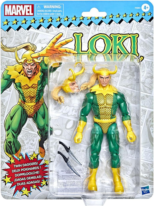 Marvel Hasbro Legends Series - Figura de Loki de 15 cm - En Embalaje Retro, con 3 Accesorios (F5883